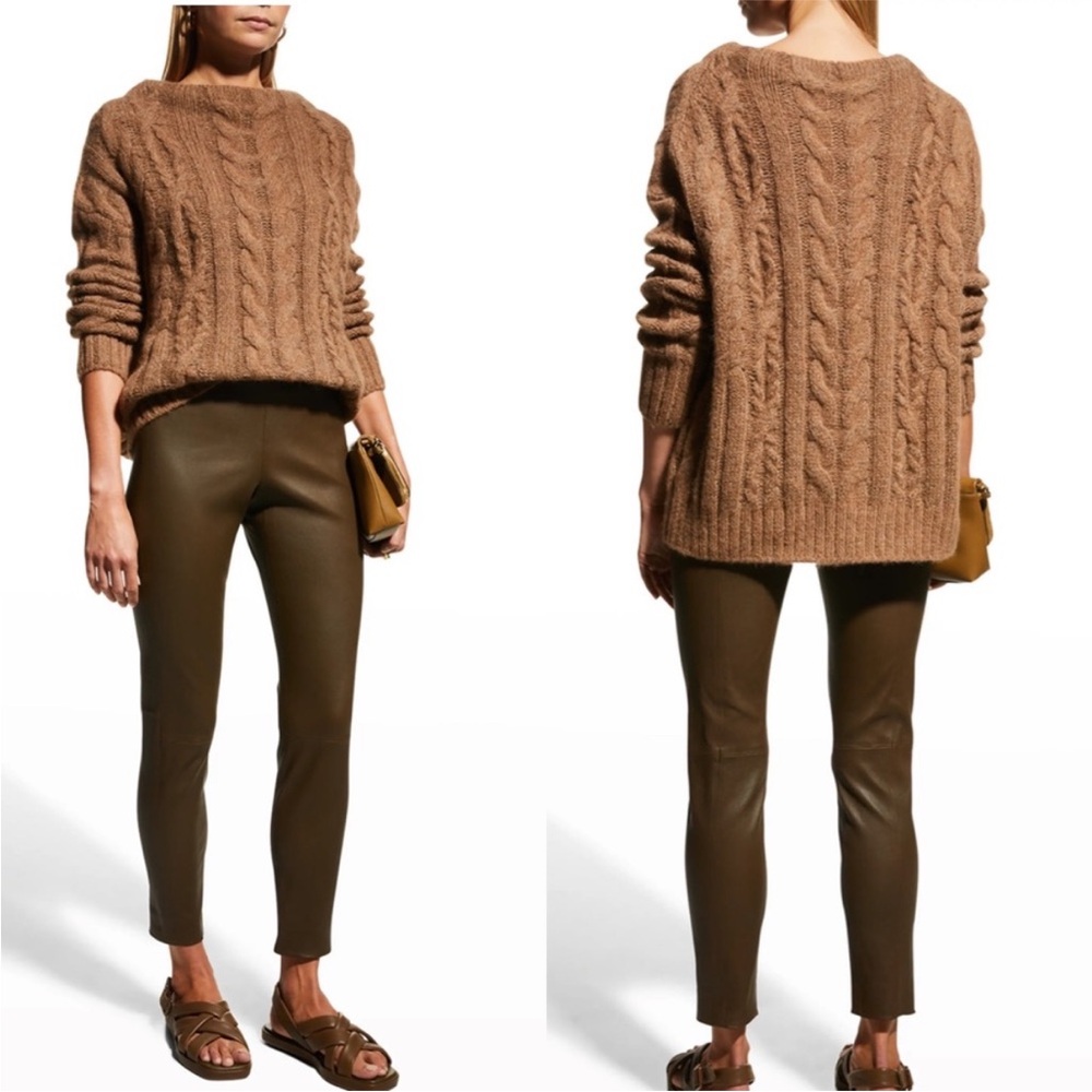 Vince 100% lambs leather stitch front legging olivewood sz.S